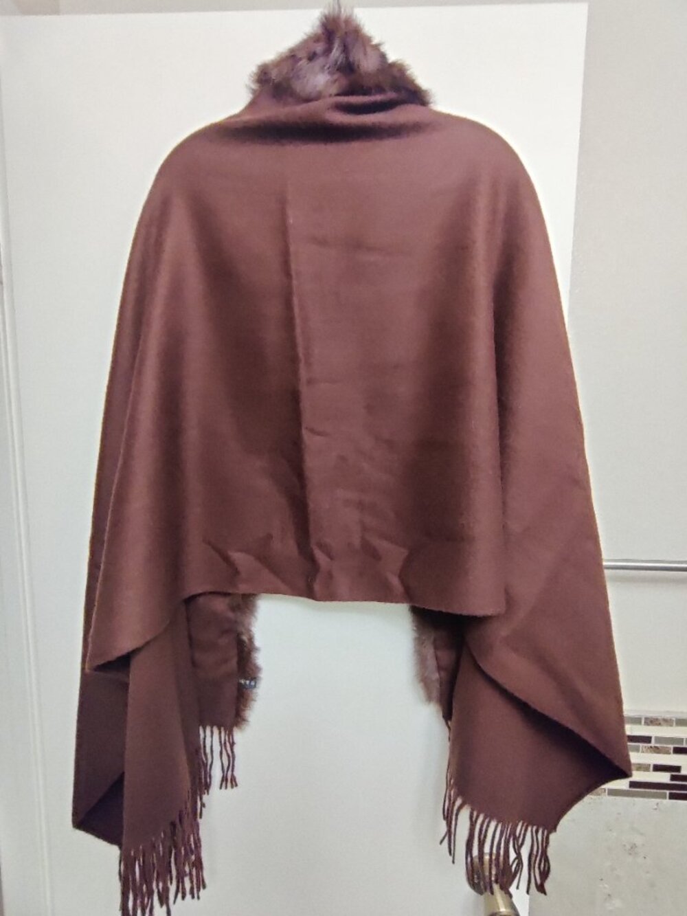 Genuine Angora Fur & Wool Blend Long Shawl Scarf Winter Wrap - Picture 4 of 7